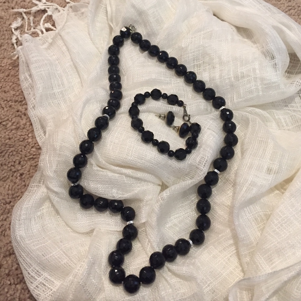 Sale! Vintage black beaded set